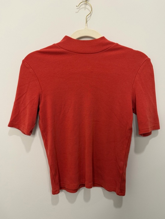 Marine Layer Tops - Marine Layer Burnt Orange Ribbed Mock Neck Short Sleeve Top Size Small
